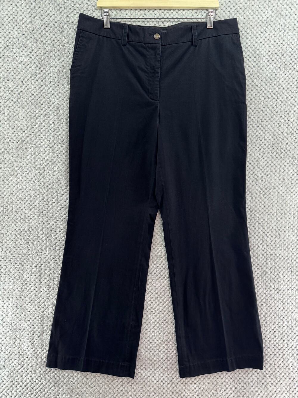 Talbots Signature Flare Pants Womens 16 Black Cotton Mid Rise